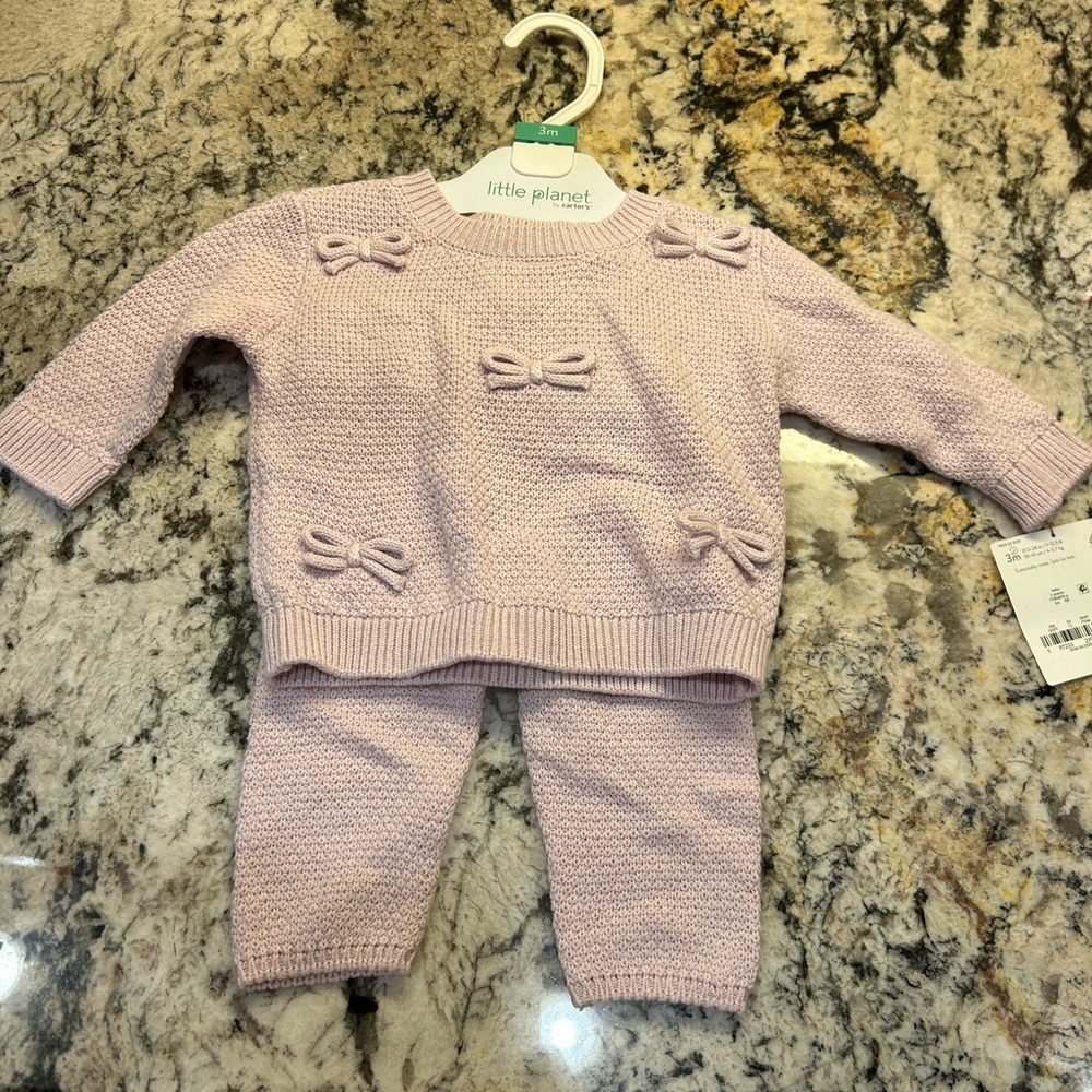 Carters 3M Knit Lavender Matching Set